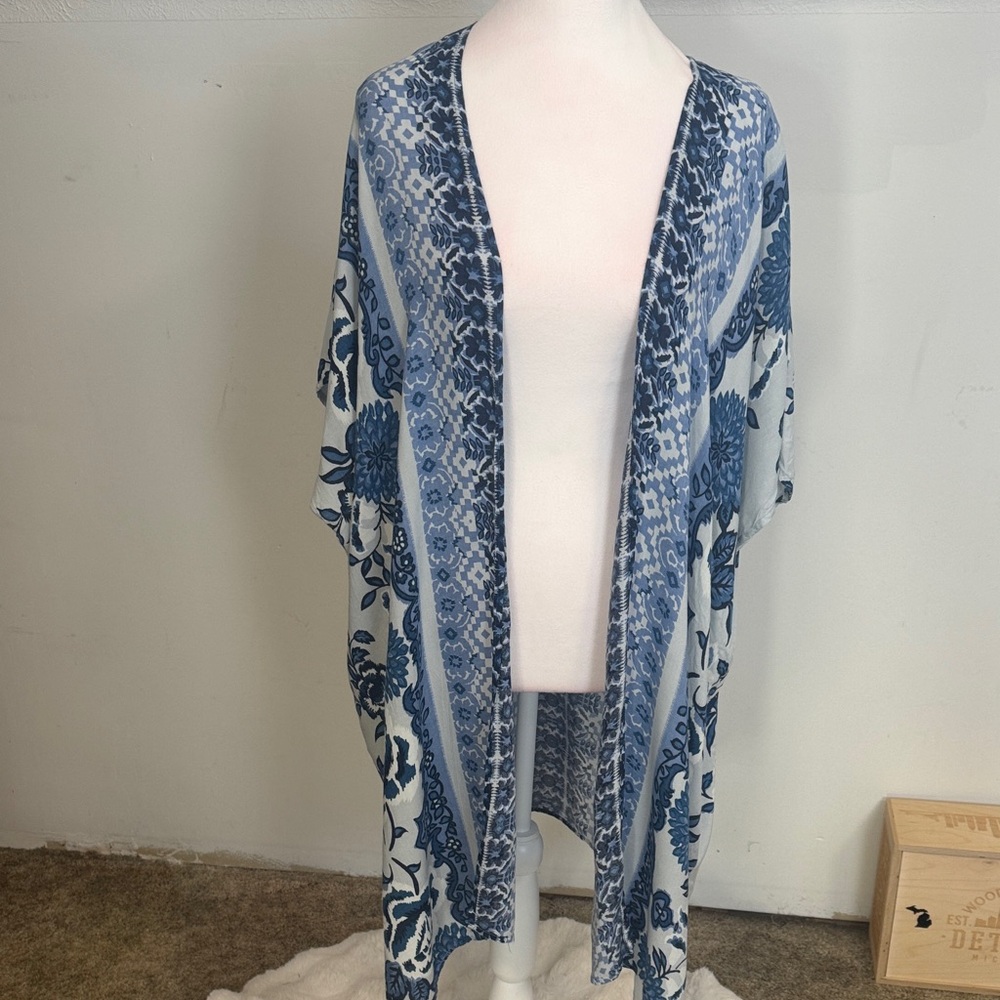 Blue and White Floral Kimono